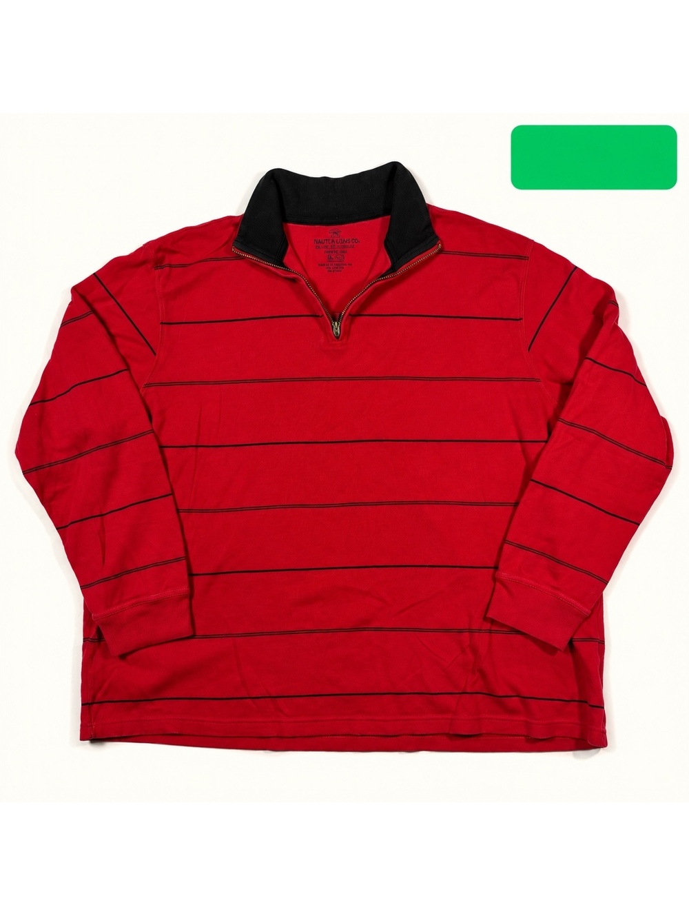 Faded Glory Red Striped Quarter-Zip Pullover Size 2XL
